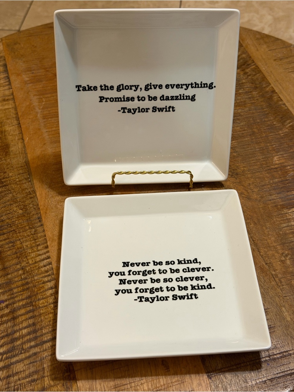 2 White Porcelain Large Trinket Tray with Taylor Swift Song Lyrics
